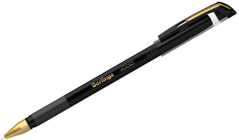 Ручка шариковая Berlingo "xGold" черная, 0,7мм, игольчатый стержень, грип, 243018