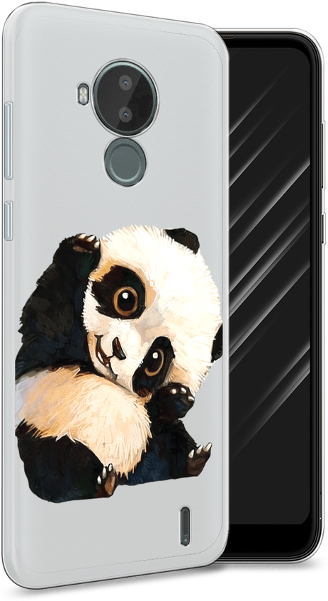 Силиконовый чехол на Nokia C30 / Нокия C30 "Большеглазая панда", прозрачный
