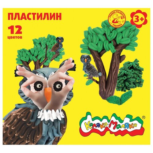 Пластилин Каляка-Маляка 12 цв. 180 г со стеком, ПКМ12