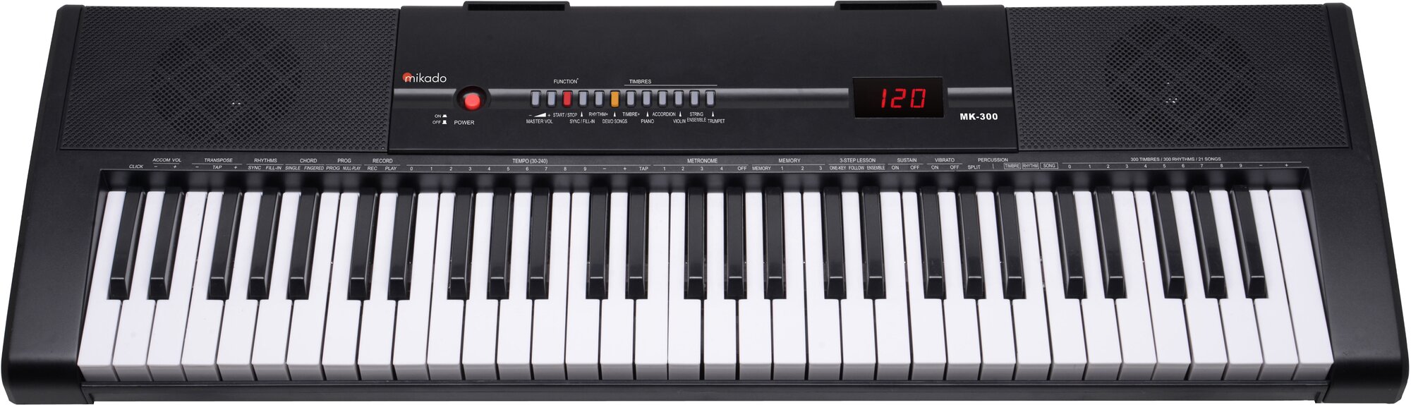 Mikado MK-300 Синтезатор. Клавиатура: малоразмерная, невзвешенная, 61 клавиша. LED дисплей