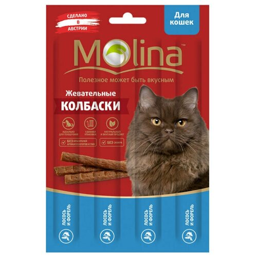 Molina Жевательные колбаски Triol для кошек Лосось и форель, 20г, 3 шт.