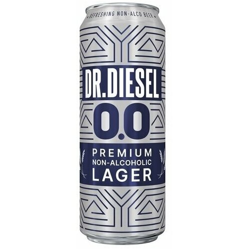 Напиток пивной безалкогольный DOCTOR DIESEL Премиум Лагер 00 пастеризованный не более 0,3 %, 0.43 л - 6 шт.