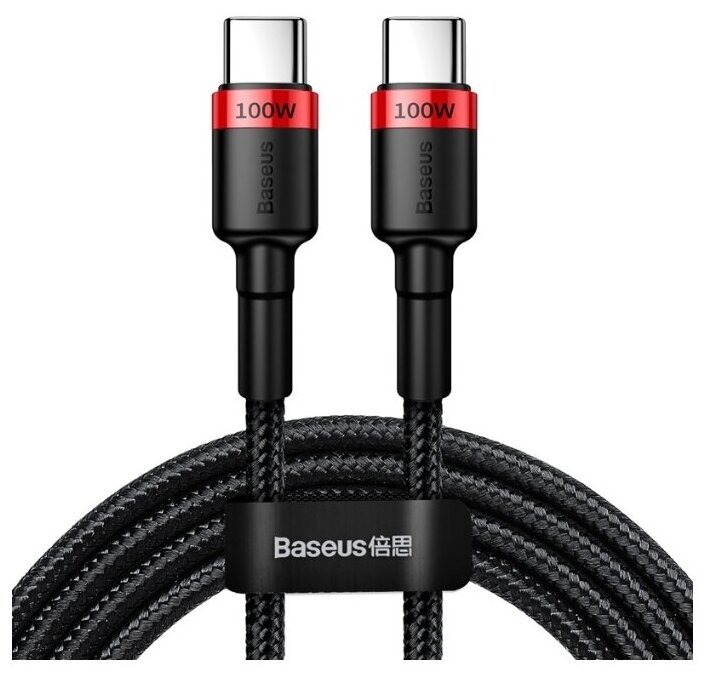 Кабель Baseus Cafule PD2.0 100W flash charging USB For Type-C cable (20V 3A) 2 m (CATKLF-AL91) Черно-красный