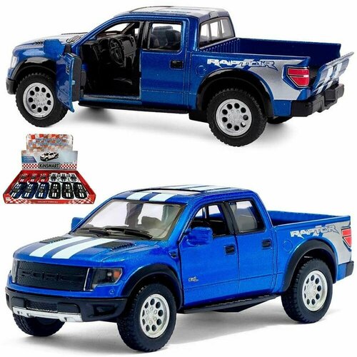 Машина металлическая Ford F-150 SVT Raptor SuperCrew, 1:46, инерция, цвет синий машина maisto 1 21 ford svt f 150 lightning красный 31141 в ассортименте