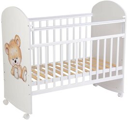 Кроватка детская Фея 701 Медвежонок, белый