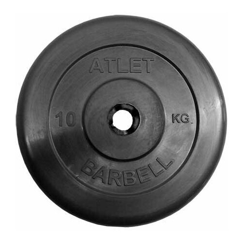 фото Диск обрезиненный черный mb barbell atlet d-31 10кг