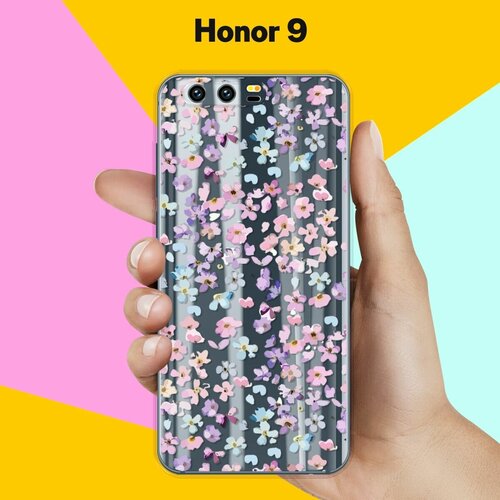 Силиконовый чехол на Honor 9 Розовые цветы / для Хонор 9