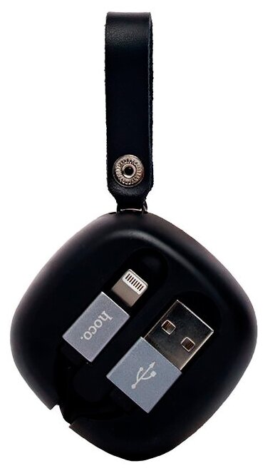 Кабель USB HOCO U33 Retractable для Lightning, 2.0 A, длина 0,9 м, черный, 6957531071426