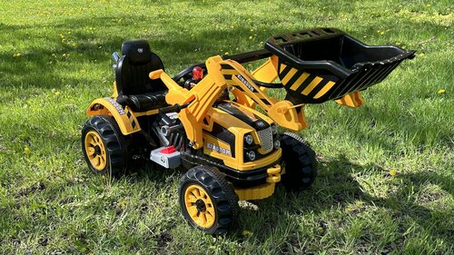 Детский электромобиль трактор с механическим ковшом Jiajia - жёлтый