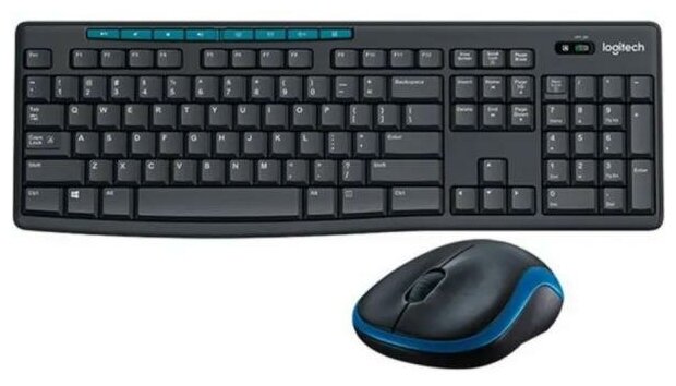 Комплект беспроводной Logitech MK275 клавиатура черная, 112 клавиш с защитой от воды, мышь черная, оптическая, 1000dpi, 3 кнопки, 2.4GHz, USB-ресивер