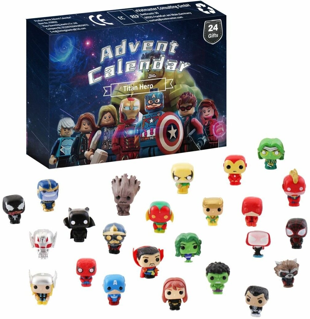 Набор фигурок-супергероев Мстителей Marvel (24 героя) в рождественском адвент-календаре для детей