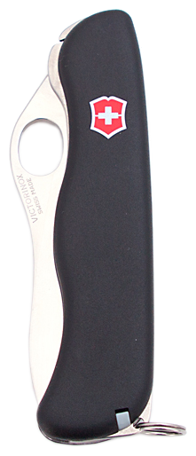 Нож перочинный VICTORINOX Sentinel One Hand, 111 мм, 4 функции, с фиксатором лезвия, чёрный