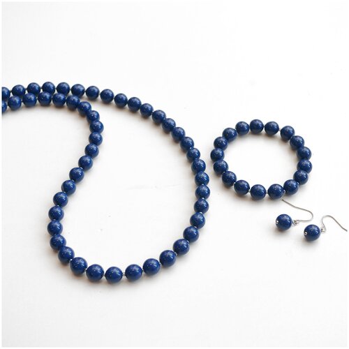 Комплект бижутерии Tularmodel: браслет, колье, серьги, размер браслета 19 см., размер колье/цепочки 56 см., синий