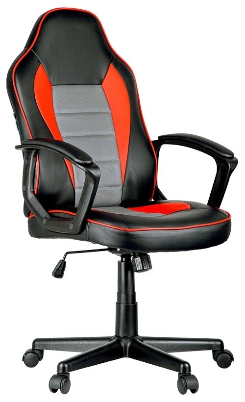 Кресло игровое Helmi "Rally", экокожа черная, серая, красная (297637)