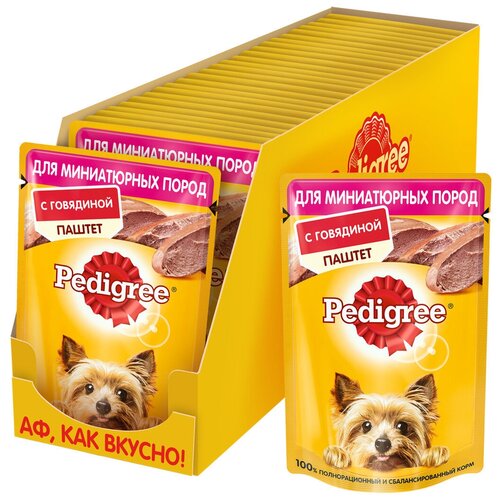 Корм для собак PEDIGREE паштет из говядины, 85г, 24 шт.