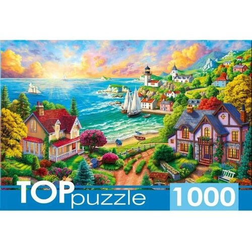 пазл top puzzle 1000 деталей и прищепа золотая осень Пазл TOP Puzzle 1000 деталей: Деревня у моря
