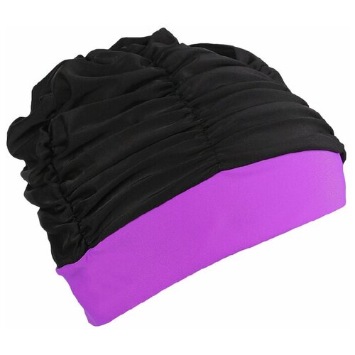 шапочка для плавания объемная двухцветная лайкра цвет черный фиолетовый Шапочка для плавания объемная двухцветная, лайкра , цвет чёрно-фиолетовый