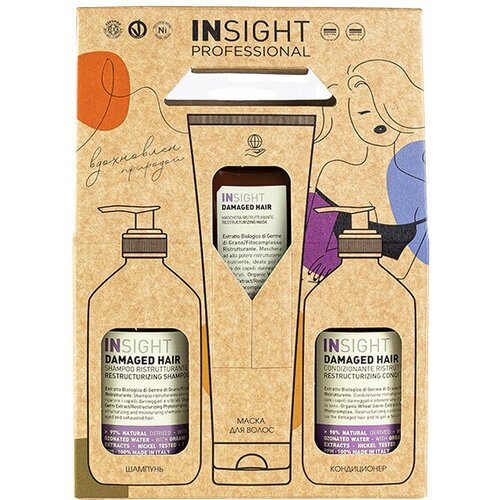 Insight Набор Damaged Hair набор insight professional набор travel box damaged hair набор шампунь 100 мл кондиционер 100 мл гель 100 мл