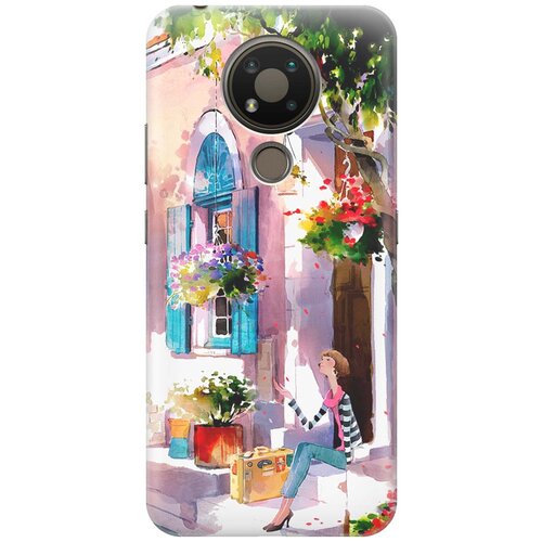 фото Re:pa чехол - накладка artcolor для nokia 3.4 с принтом "девочка на цветущей улочке"
