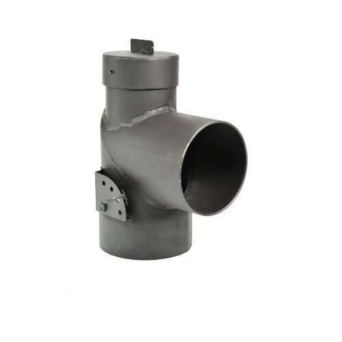 Дымоход - отвод угол 90° с шибером и прочисткой - К (Ф115) - 3 мм