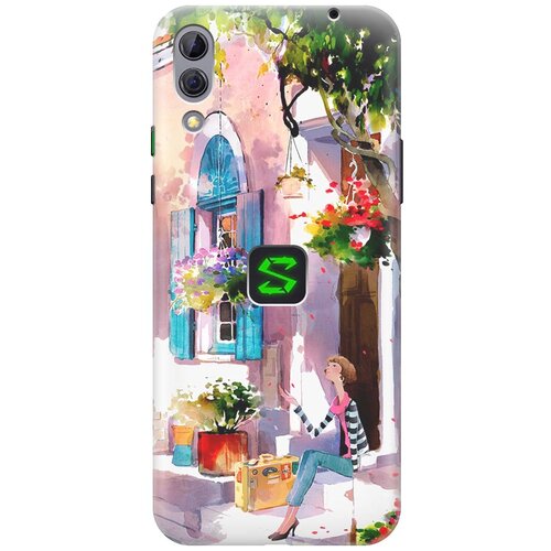 фото Re:pa накладка transparent для xiaomi black shark 2 с принтом "девочка на цветущей улочке"