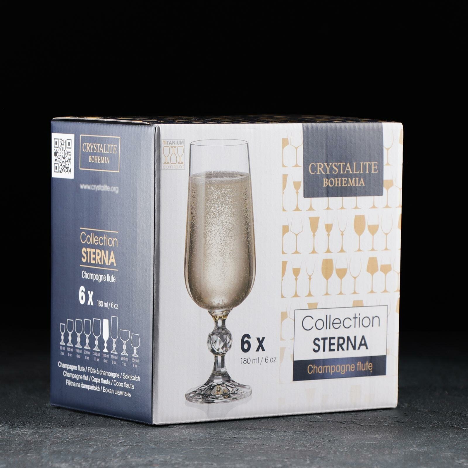 Crystalite Bohemia Набор бокалов для шампанского Sterna, 180 мл, 6 шт - фотография № 3
