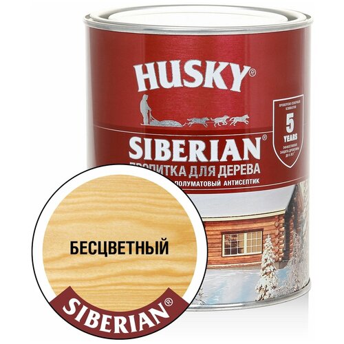 HUSKY SIBERIAN Пропитка для дерева полуматовая бесцветная* (0,9л)