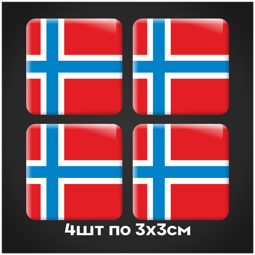 Наклейки на телефон 3D стикеры на чехол Норвегия 3х3см 4шт
