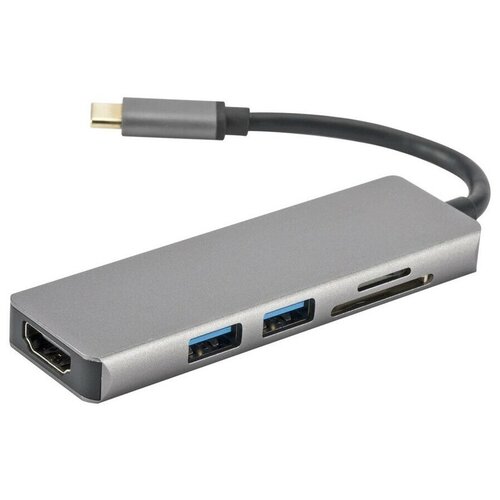 Type-C - концентратор разветвитель хаб GSMIN PR22 5 в 1 Type-C SD Card TF Card 2xUSB30 HDMI переходник конвертер адаптер Серебристый 135000₽