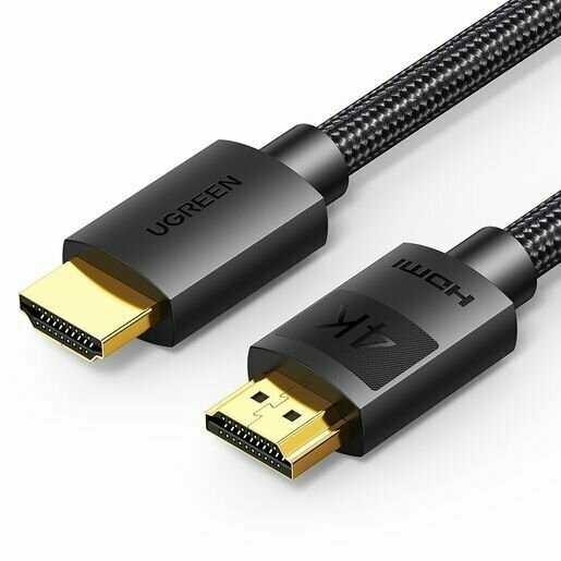 Кабель UGREEN HD119 (40102) 4K HDMI Cable Male to Male Braided. Длина 3 м. Цвет: черный.