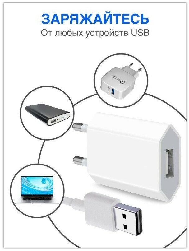Зарядка для телефона / Зарядка / Зарядка для Телефона microUSB для Android / Провод для телефона / белый 1 шт — фото 1