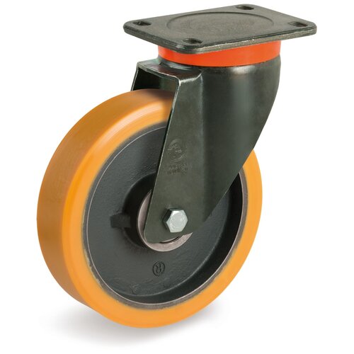 фото Колесо большегрузное tellure rota 647854 поворотное, диаметр 150мм, грузоподъемность 700кг, полиуретан tr, чугун