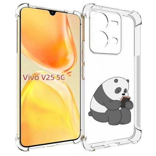 Чехол MyPads панда-в-телефоне для Vivo V25 5G / V25e задняя-панель-накладка-бампер