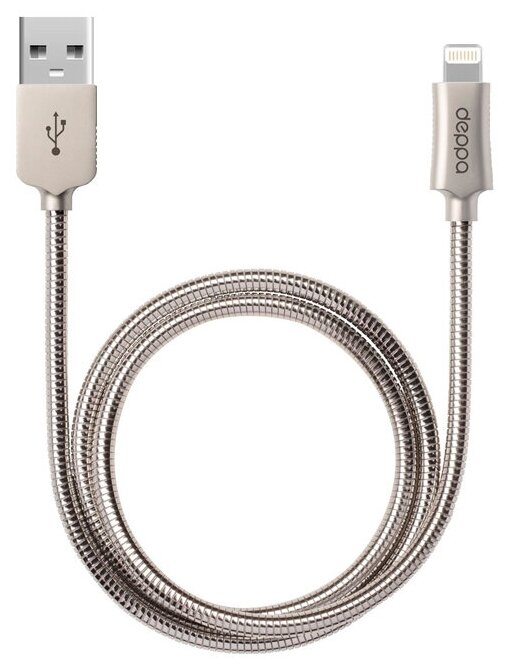 Кабель Deppa Steel USB - Apple Lightning (72272), 1.2 м, стальной