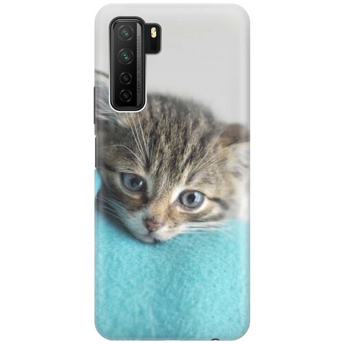 фото Ультратонкий силиконовый чехол-накладка для huawei nova 7 se / honor 30s с принтом "котенок на пледе" gosso