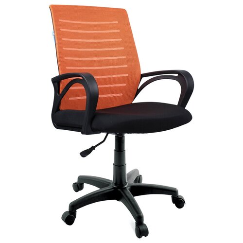 фото Кресло оператора helmi hl-m16 r "vivid", спинка ткань-сетка оранжевая/сиденье ткань черная