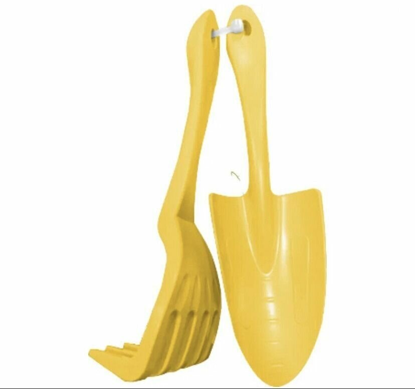 Набор садовых инструментов 2 предмета: лопатка и грабельки желтый - фотография № 1