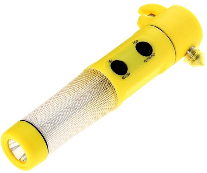 Аварийный молоток на магните фонарик нож для ремня безопасности желтый
