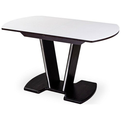 фото Стол кухонный домотека танго по 03, раскладной, дхш: 110 х 70 см, длина в разложенном виде: 147 см, вн ст-бл венге/стекло белое 03 вн венге