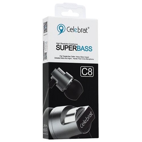 Наушники Celebrat C8, mini jack 3.5 mm, dark grey