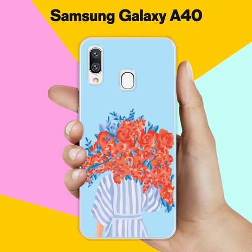 Силиконовый чехол на Samsung Galaxy A40 Красные цветы / для Самсунг Галакси А40