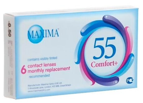 Контактные линзы Maxima 55 Comfort Plus 1 месяц R. 8.6 SPH -3.75