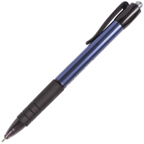 Ручка шариковая масляная автоматическая BRAUBERG Trace, узел 0,7 мм, линия 0,35 мм, резиновый упор, синяя