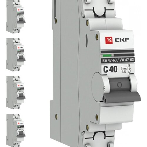 Автоматический выключатель EKF ВА 47-63 PROxima 1P 40А характеристика C (комплект из 4 шт.)