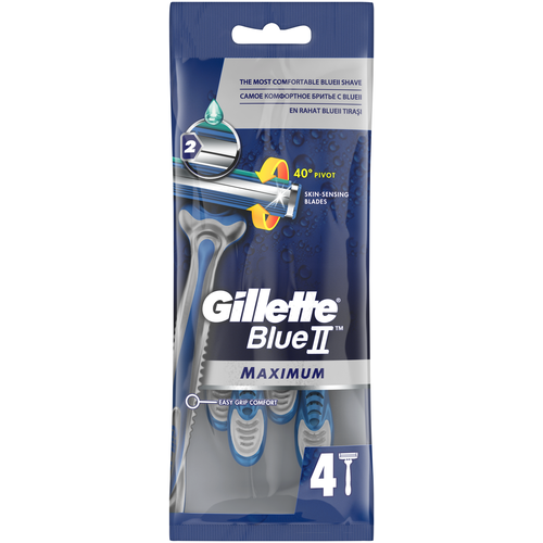 Многоразовый бритвенный станок Gillette Blue II Maximum, 4 шт. бритвенный станок gillette blue ii женский 5 шт