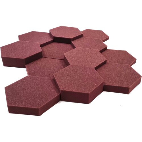 Акустический поролон Гексагон красно-коричневый цвет / комплект из 12шт