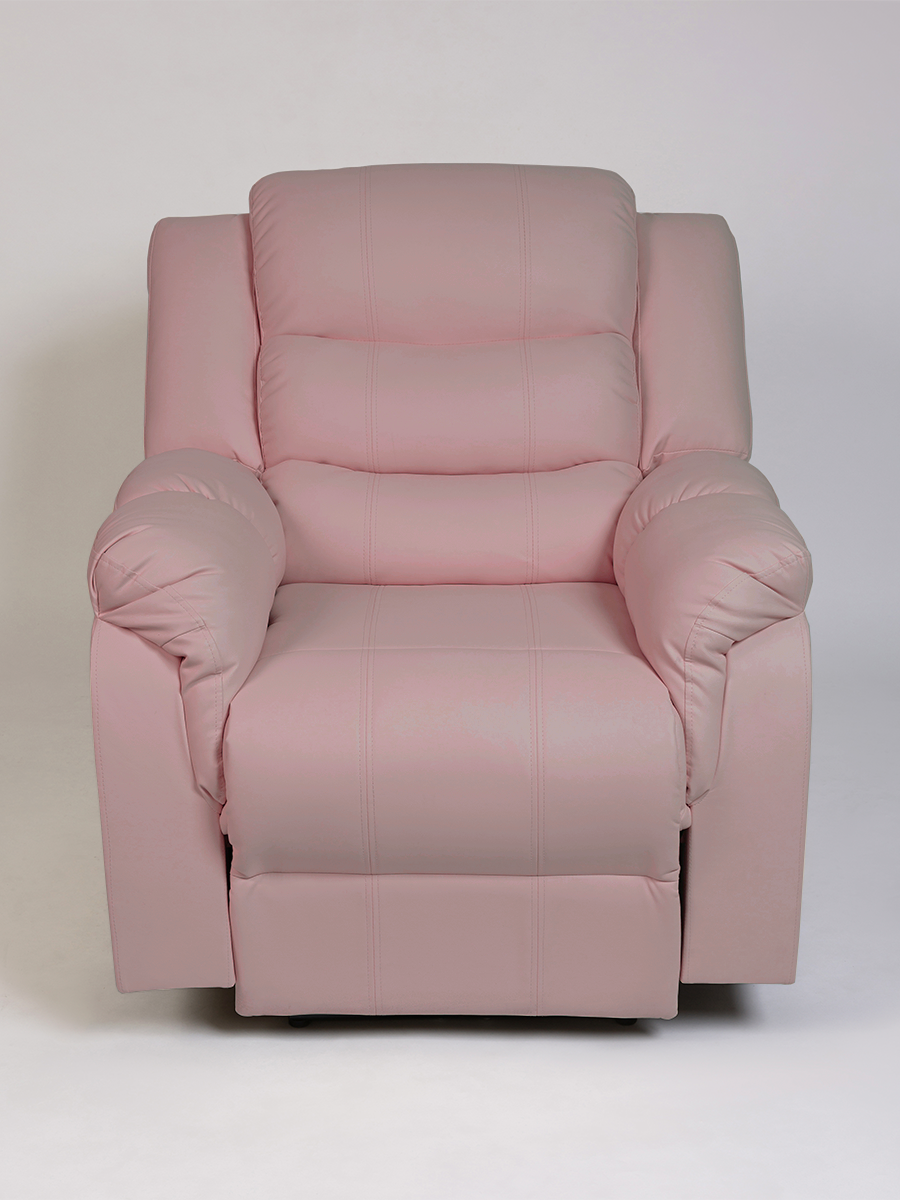 Кресло реклайнер механический, искусственная кожа, пыльно-розовый