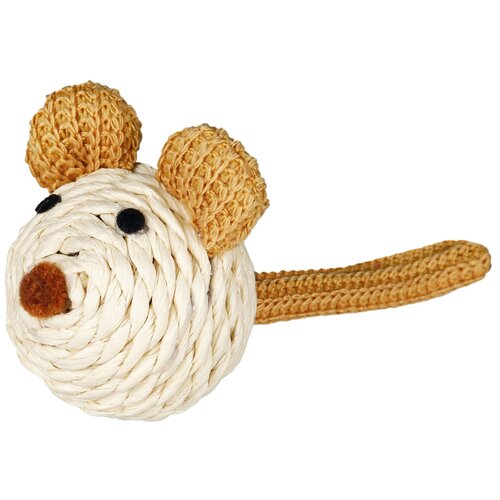 фото Игрушка "мышка с погремушкой", верёвка, 5 см trixie