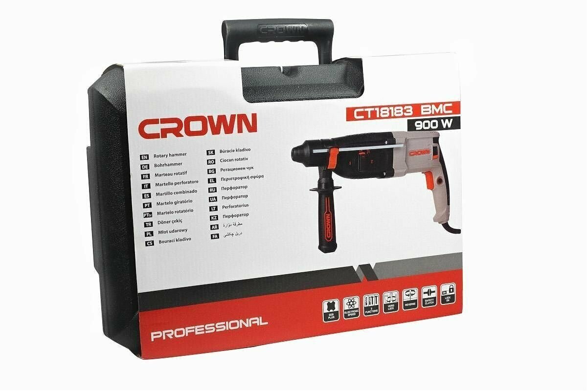 Перфоратор SDS-Plus Crown CT18183 BMC, 900Вт, 3.2Дж - фото №2