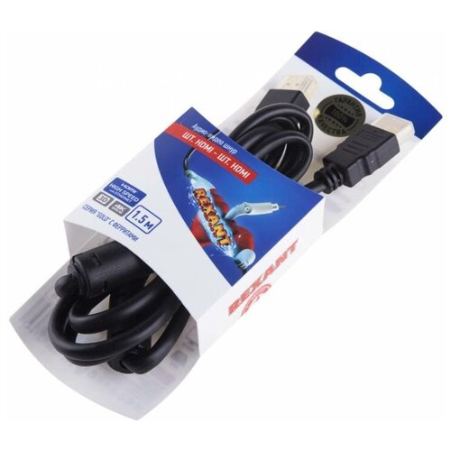 Кабель HDMI-HDMI REXANT 1.5 м, Gold с фильтрами